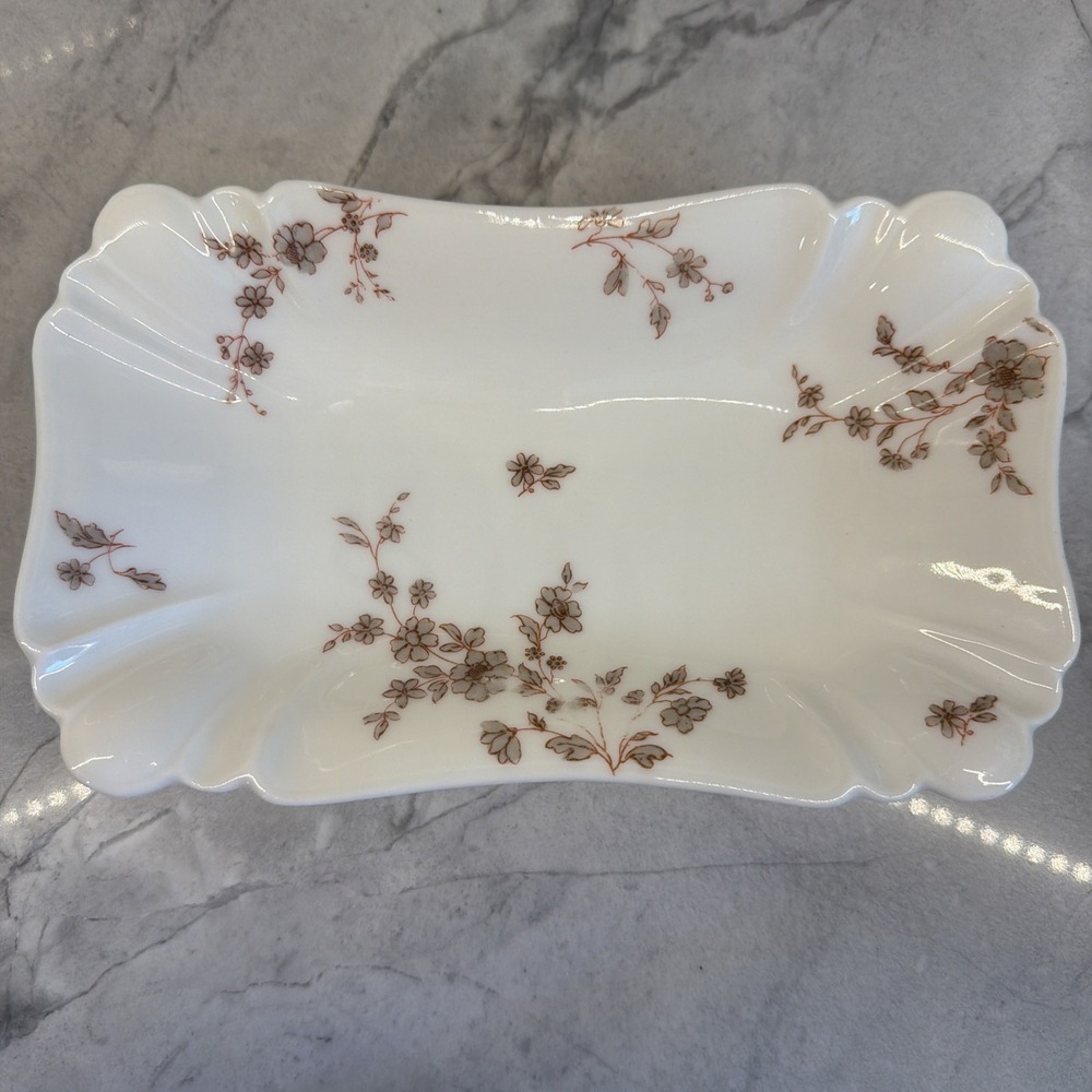 Antique Haviland & Co Limoges Rectangle Trinket / Serving Dish Floral Pattern